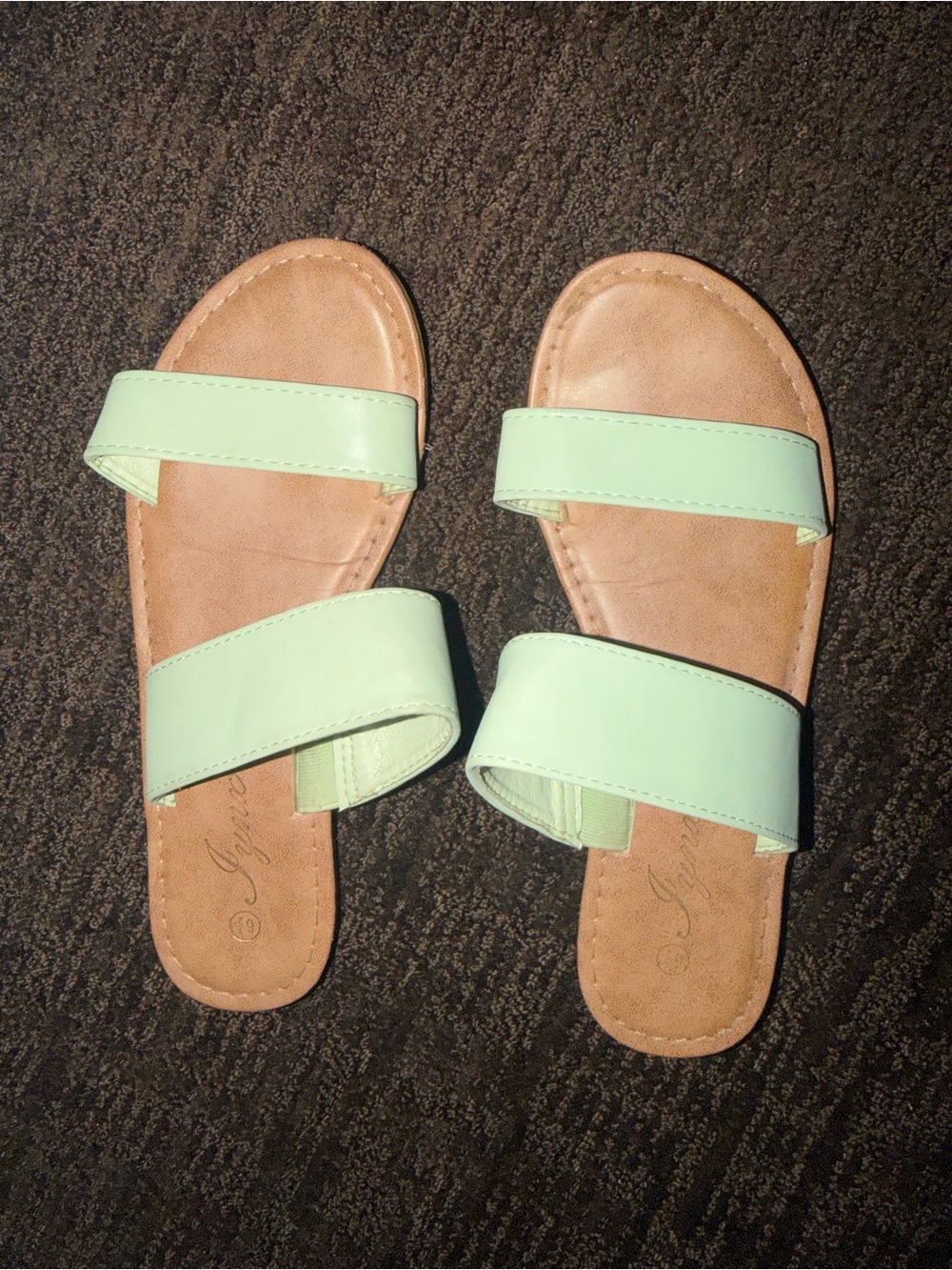 Women's Mint Green Double Strap Slide Sandals